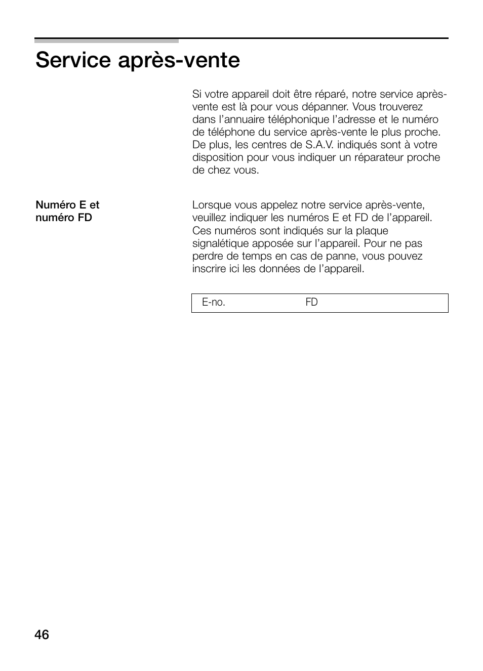 Service après-vente | Siemens ET375GU11E User Manual | Page 46 / 120