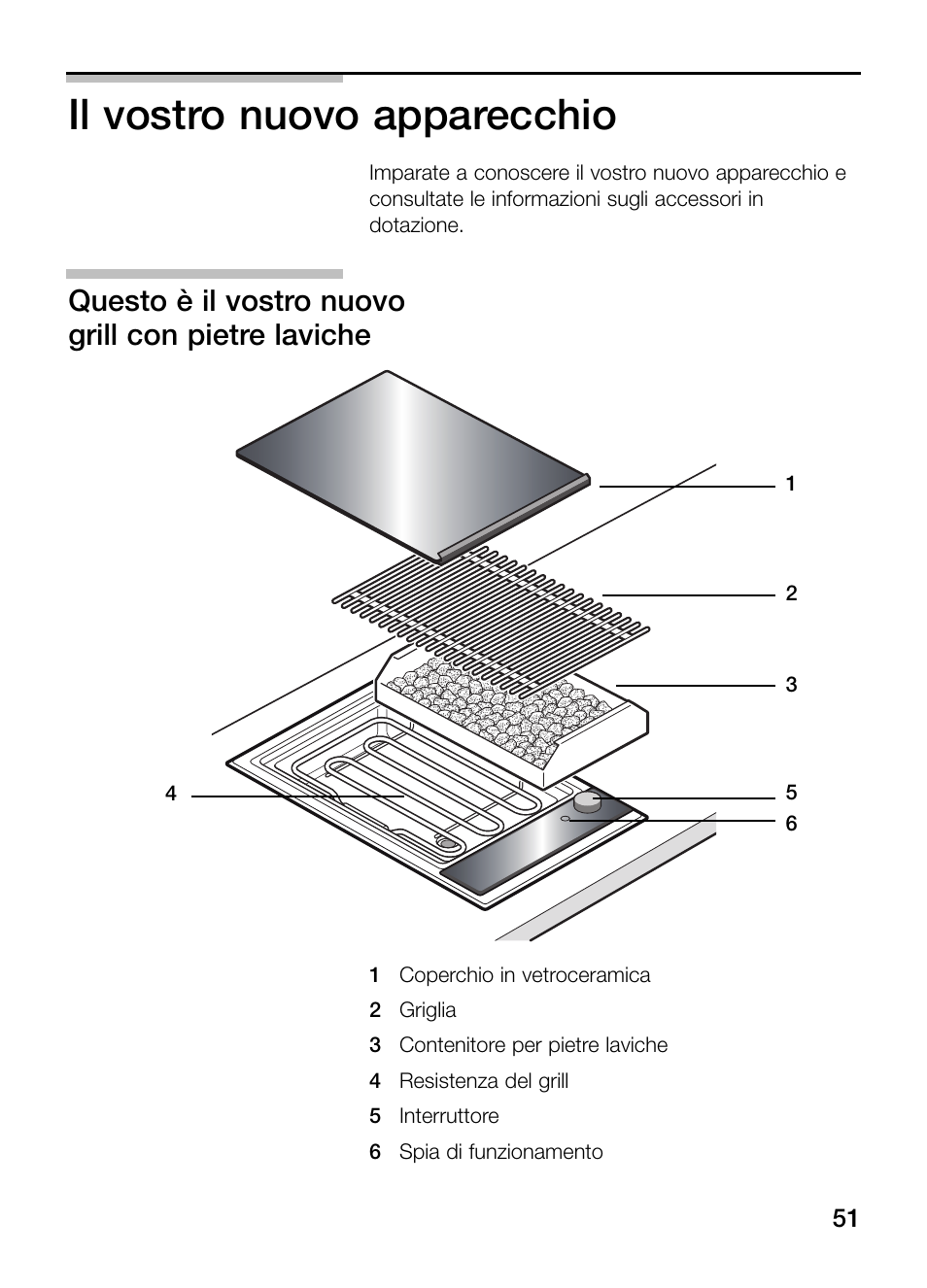 Il vostro nuovo apparecchio, Questo è il vostro nuovo grill con pietre laviche | Siemens ET375GU11E User Manual | Page 51 / 120