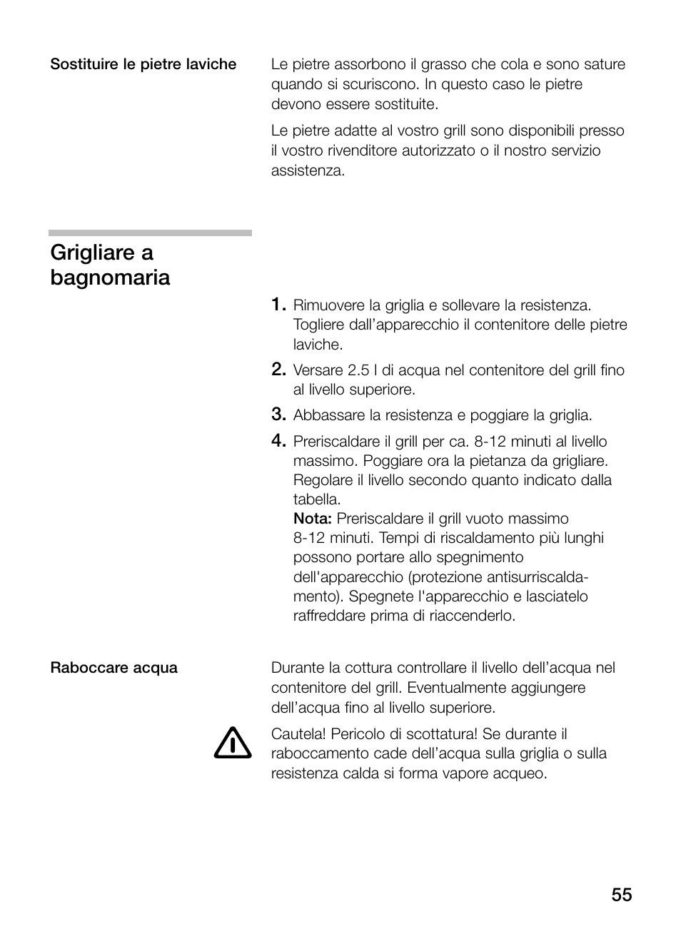 Grigliare a bagnomaria | Siemens ET375GU11E User Manual | Page 55 / 120