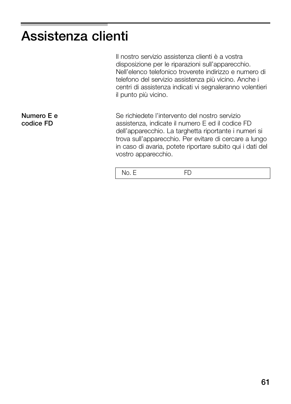 Assistenza clienti | Siemens ET375GU11E User Manual | Page 61 / 120