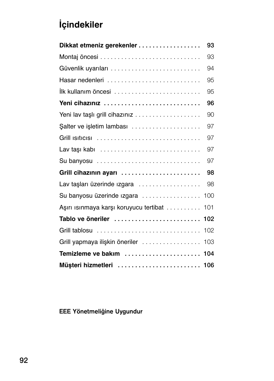 Içindekiler | Siemens ET375GU11E User Manual | Page 92 / 120