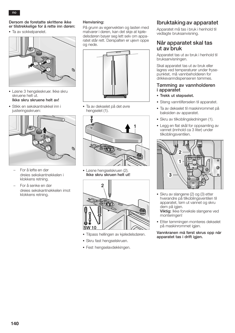 Ibruktaking av apparatet, Når apparatet skal tas ut av bruk | Siemens KA58NA45 User Manual | Page 140 / 264