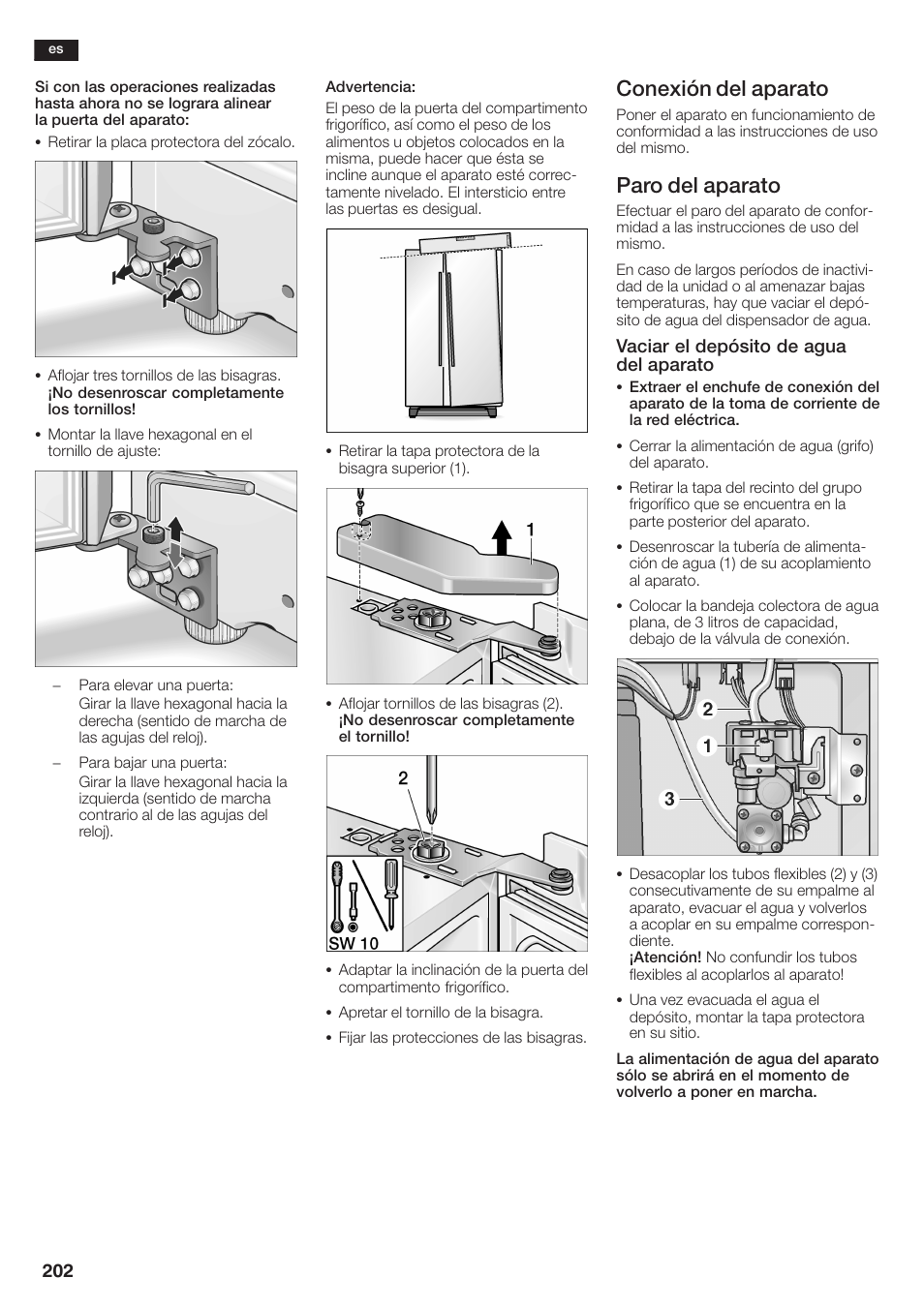 Conexión del aparato, Paro del aparato | Siemens KA58NA45 User Manual | Page 202 / 264