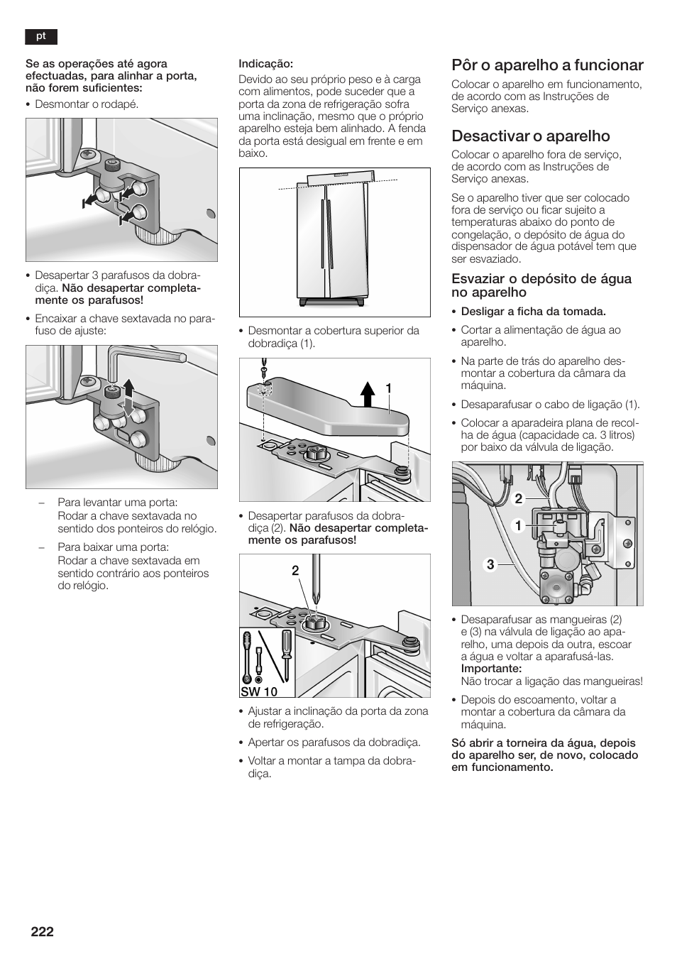 Pôr o aparelho a funcionar, Desactivar o aparelho | Siemens KA58NA45 User Manual | Page 222 / 264