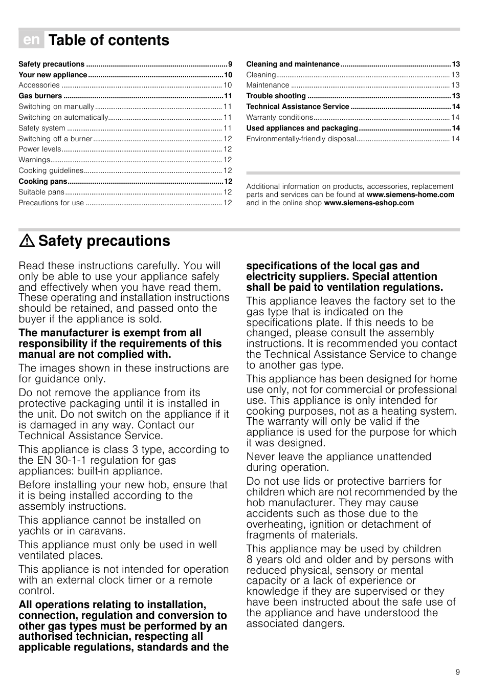 Siemens EC675PB21E User Manual | Page 9 / 45