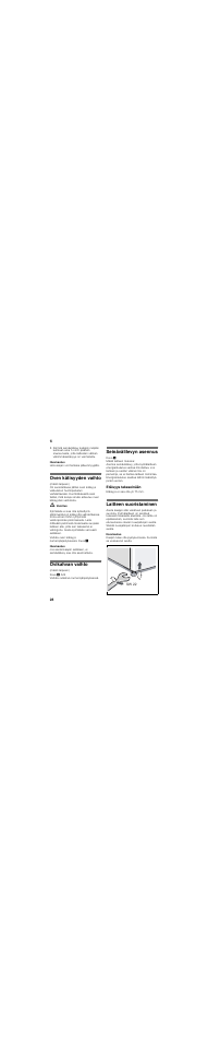 Oven kätisyyden vaihto, Ovikahvan vaihto, Seinävälilevyn asennus | Etäisyys takaseinään, Laitteen suoristaminen | Siemens KS36FPI30 User Manual | Page 28 / 45