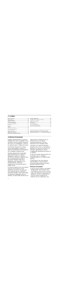 Â indice[it] istruzioni per l’uso, M norme di sicurezza, Pericolo di incendio | Indice, Ã= norme di sicurezza | Siemens ET375GA11E User Manual | Page 24 / 40