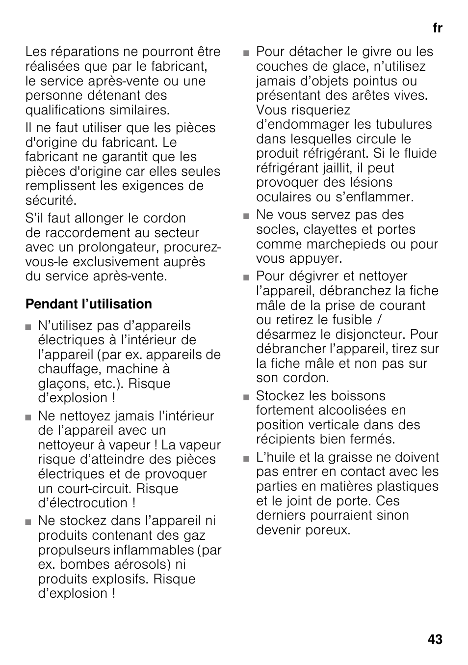 Pendant l’utilisation | Siemens KI82LAD30 User Manual | Page 43 / 103