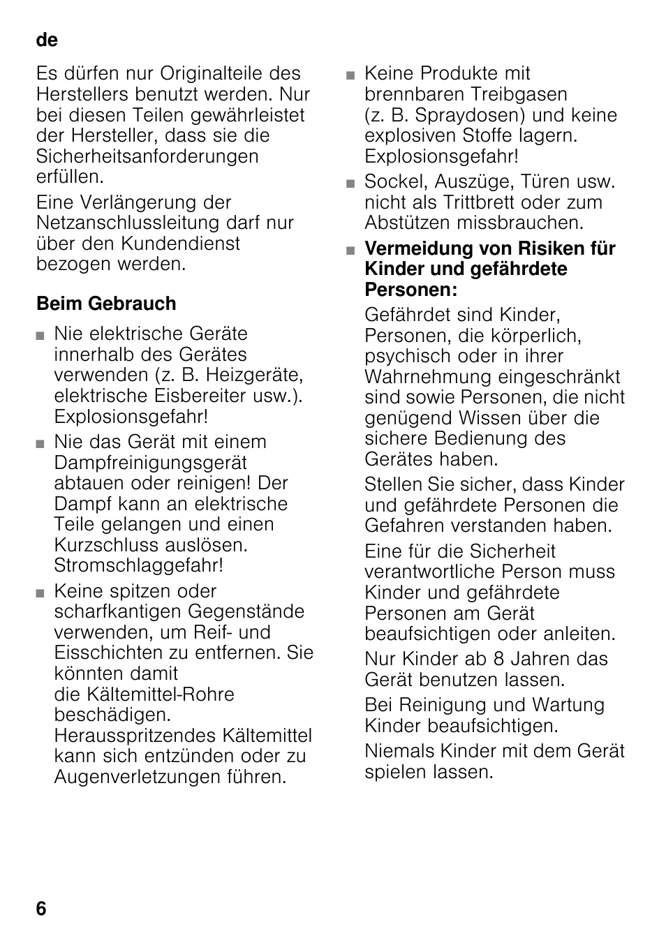 Beim gebrauch | Siemens KI82LAD30 User Manual | Page 6 / 103