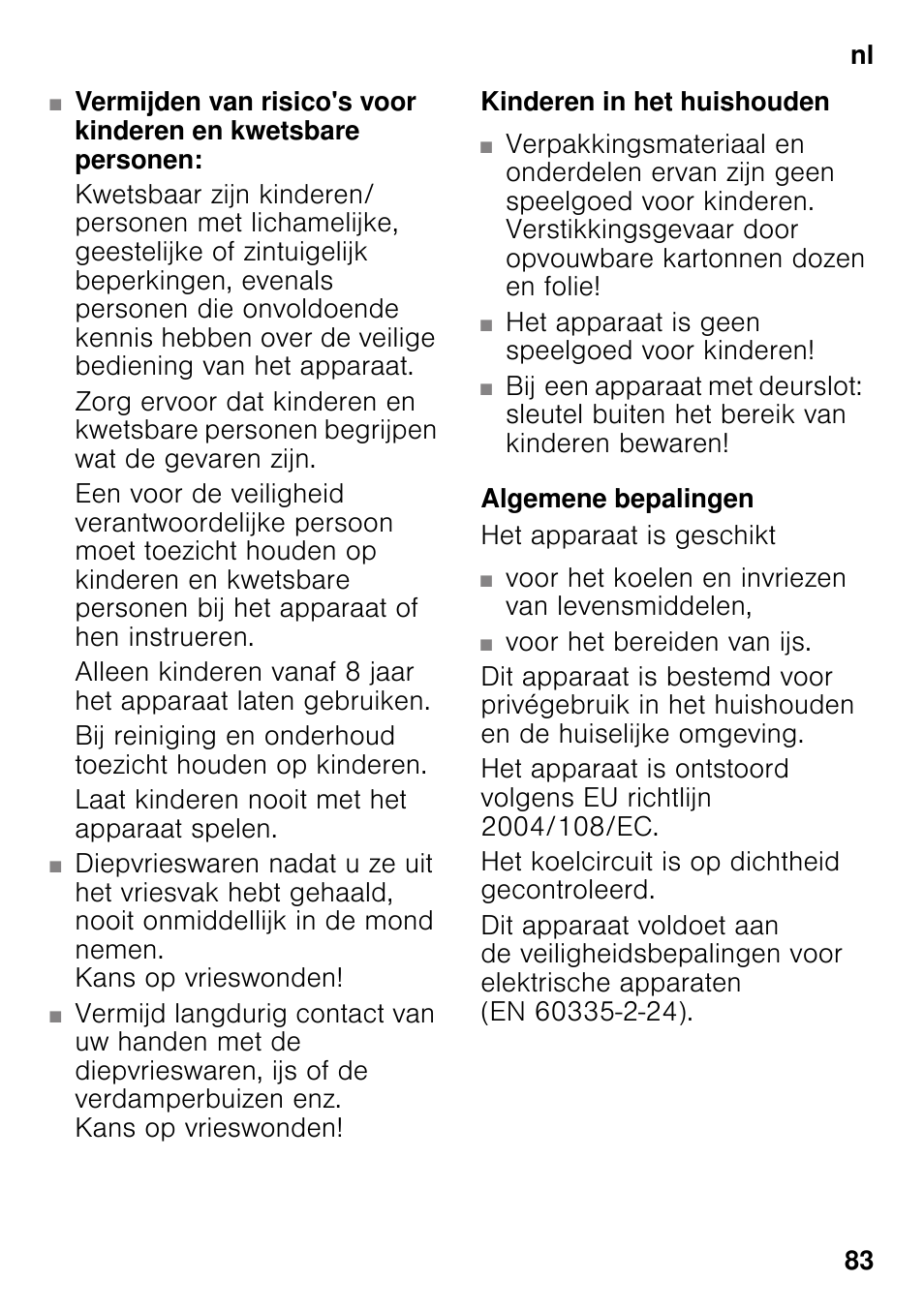 Kinderen in het huishouden, Algemene bepalingen | Siemens KI82LAD30 User Manual | Page 83 / 103