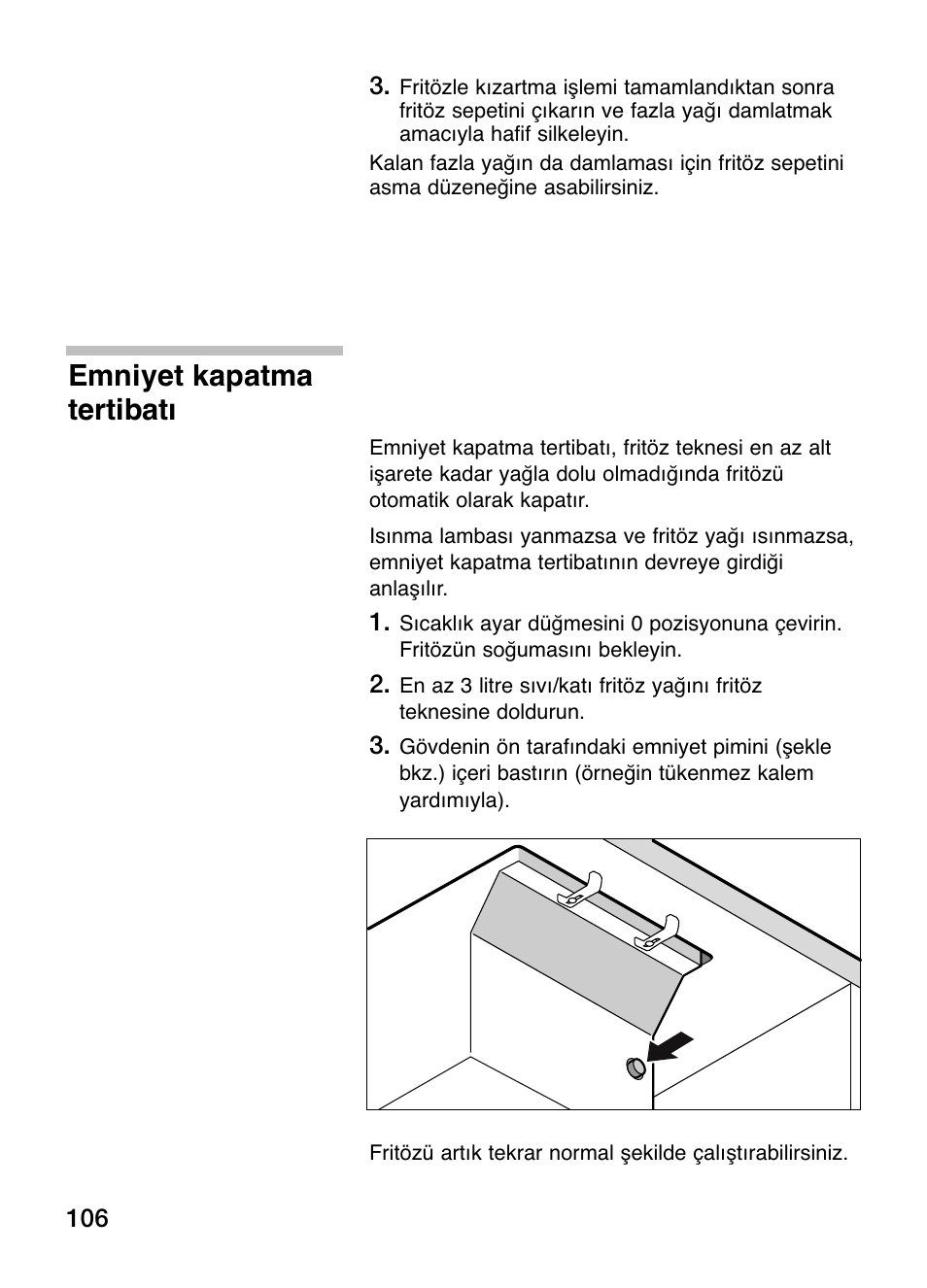 Emniyet kapatma tertibatı | Siemens ET375GA11E User Manual | Page 106 / 112