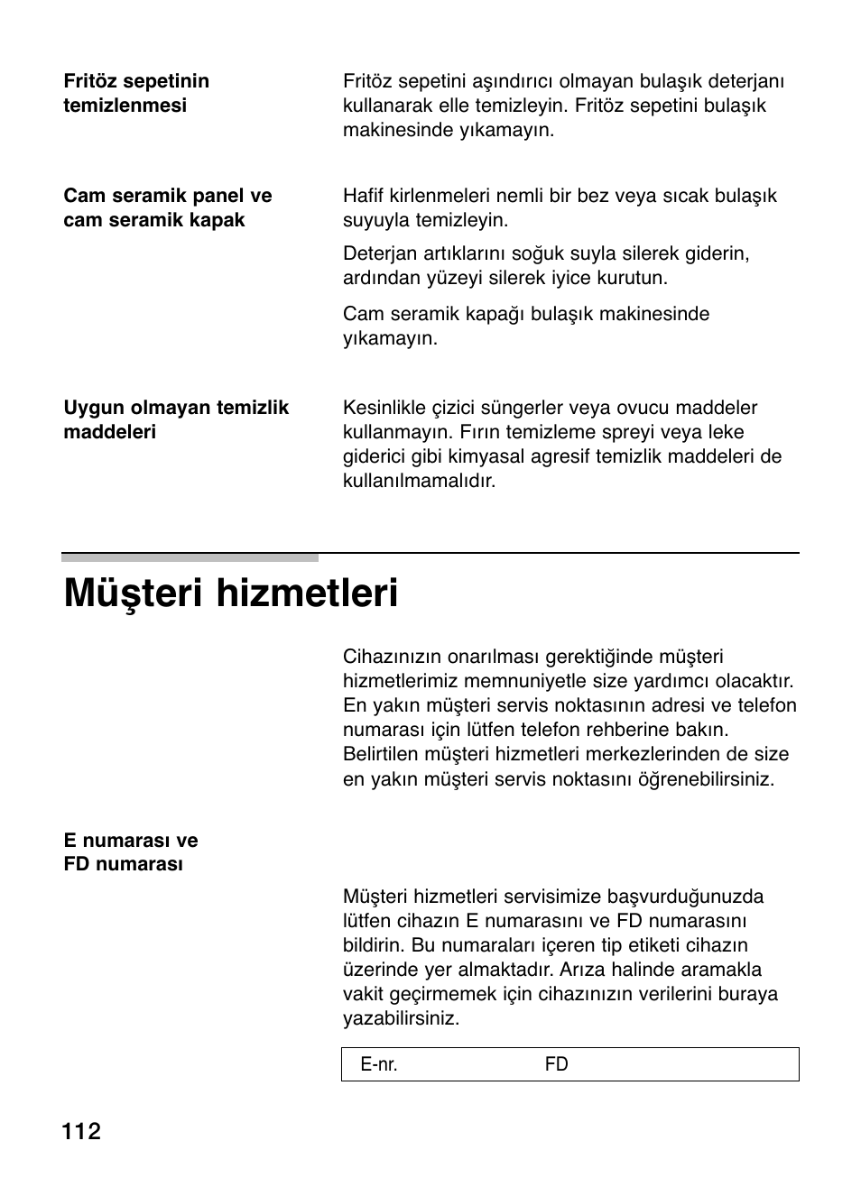Müşteri hizmetleri | Siemens ET375GA11E User Manual | Page 112 / 112