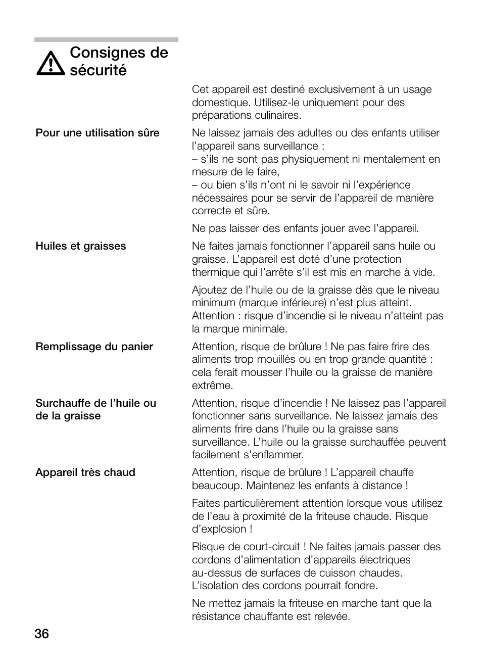 Consignes de, Sécurité | Siemens ET375GA11E User Manual | Page 36 / 112