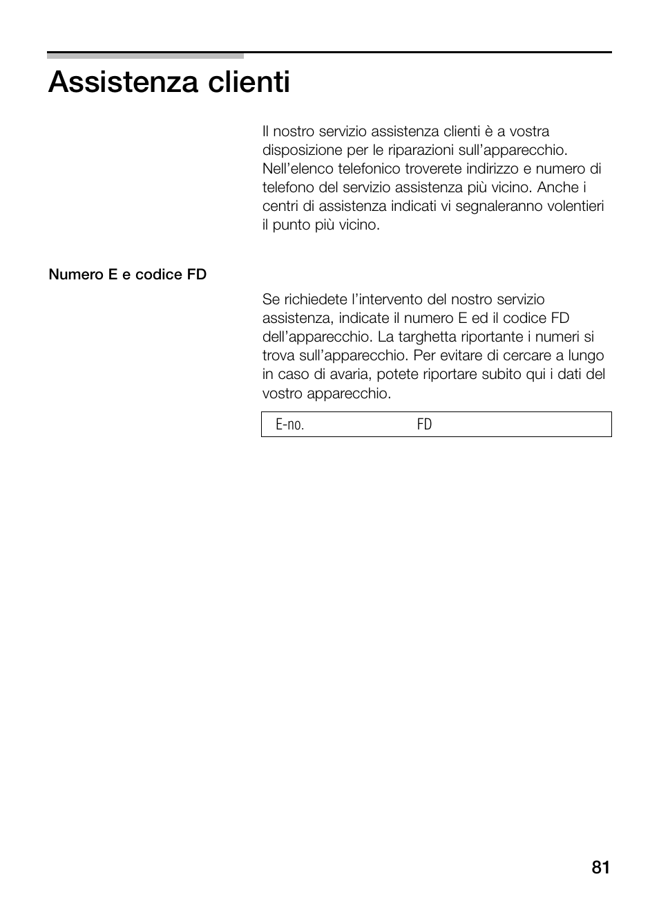 Assistenza clienti | Siemens ET375GA11E User Manual | Page 81 / 112