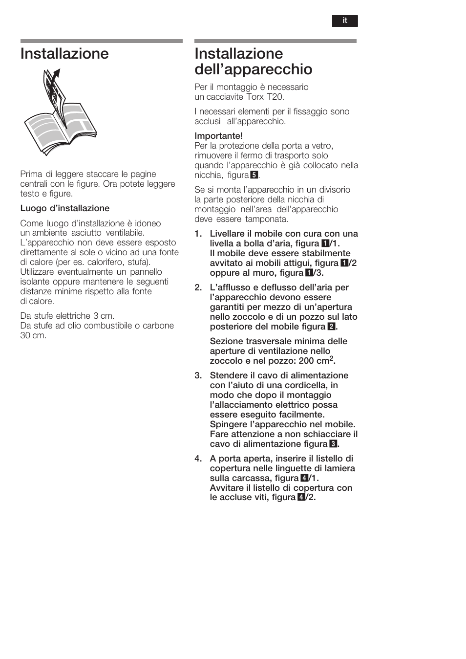 Installazione, Installazione dell'apparecchio | Siemens KF18WA41IE User Manual | Page 11 / 28