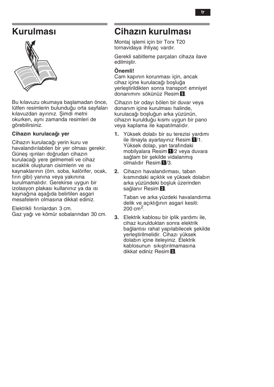 Kurulmas, Cihazn kurulmas | Siemens KF18WA41IE User Manual | Page 23 / 28