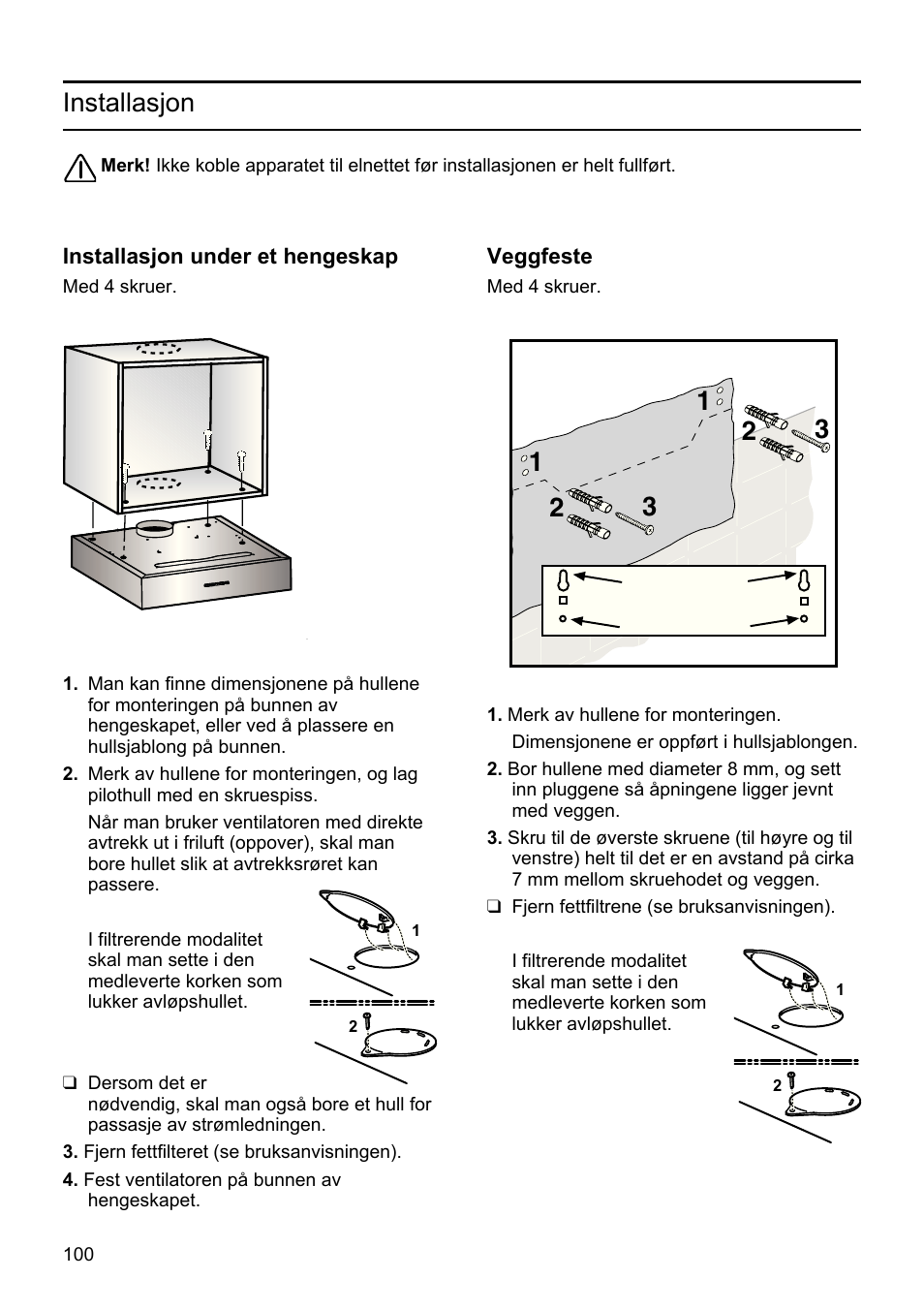 Installasjon | Siemens LU19050 User Manual | Page 100 / 128