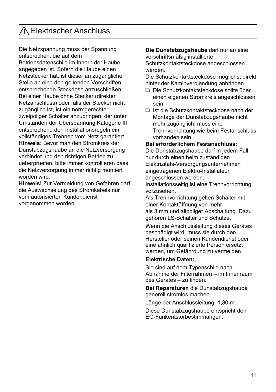 Elektrischer anschluss | Siemens LU19050 User Manual | Page 11 / 128