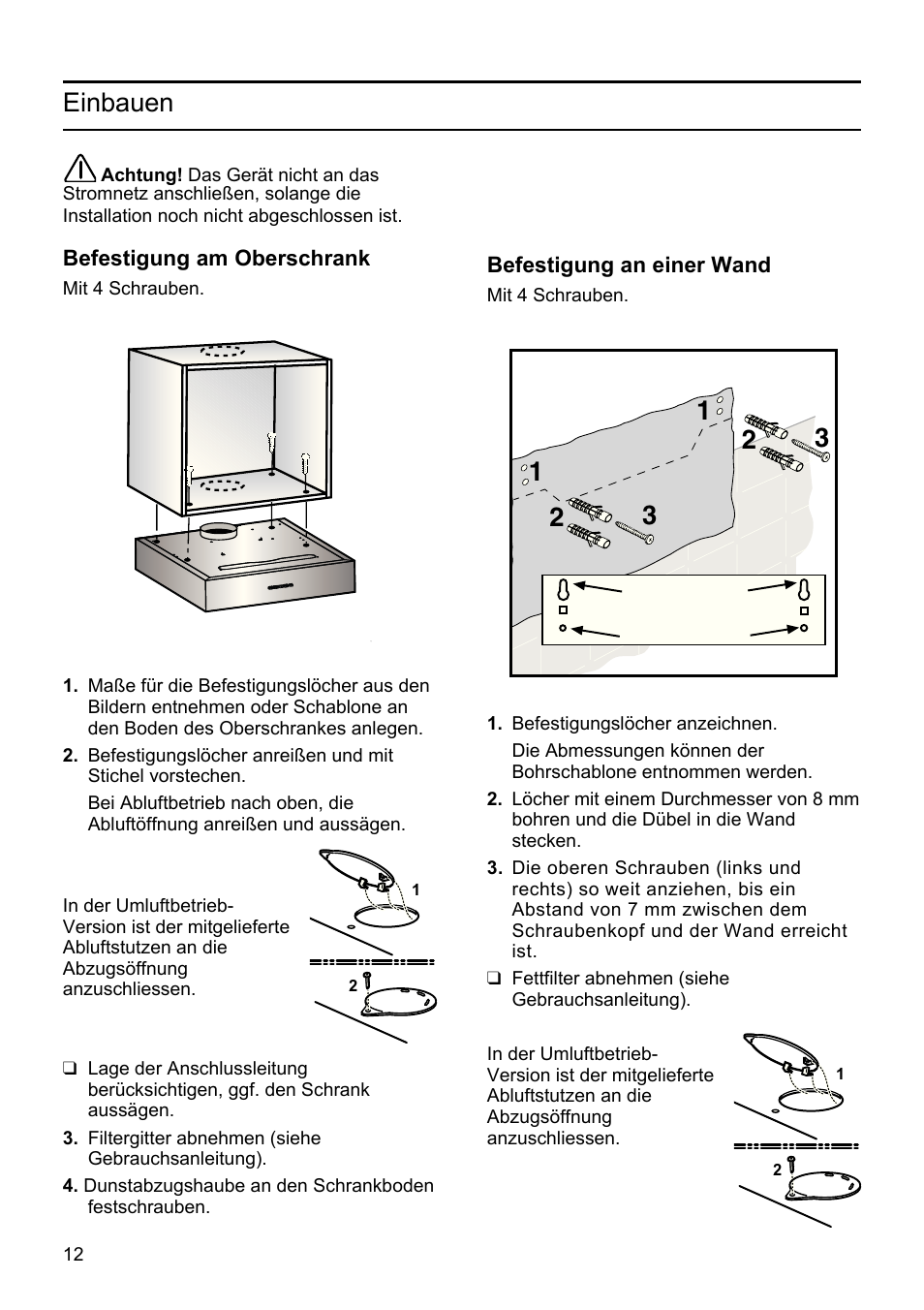 Einbauen | Siemens LU19050 User Manual | Page 12 / 128