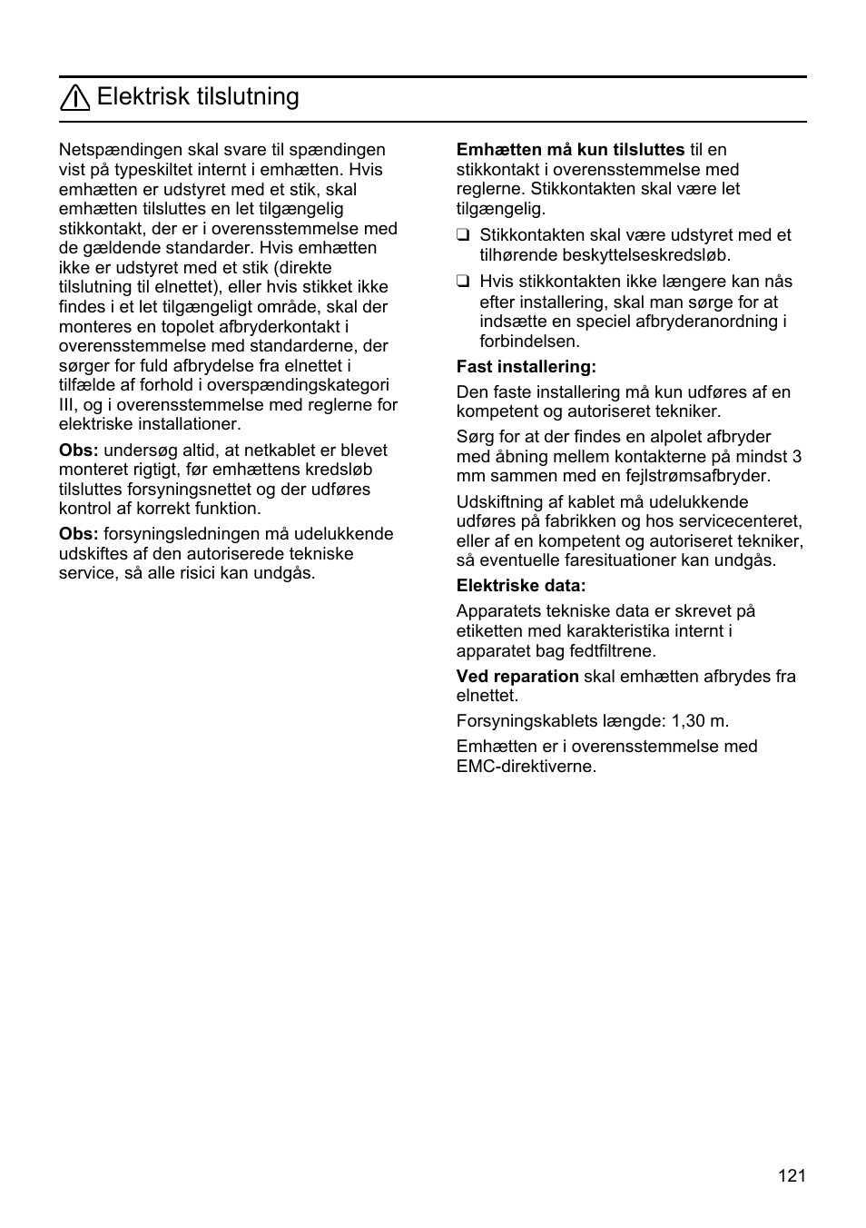 Elektrisk tilslutning | Siemens LU19050 User Manual | Page 121 / 128