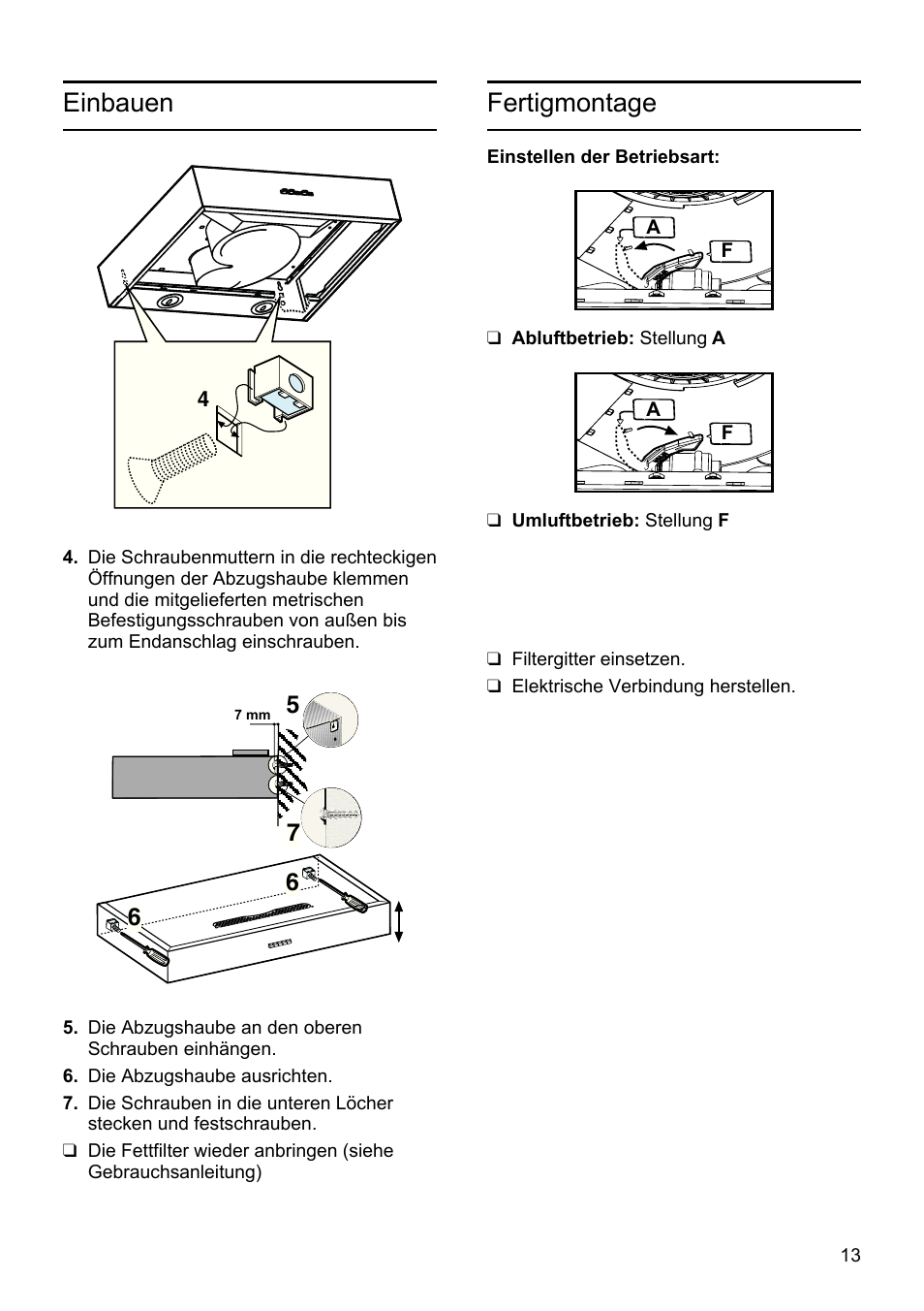 Fertigmontage, Einbauen | Siemens LU19050 User Manual | Page 13 / 128
