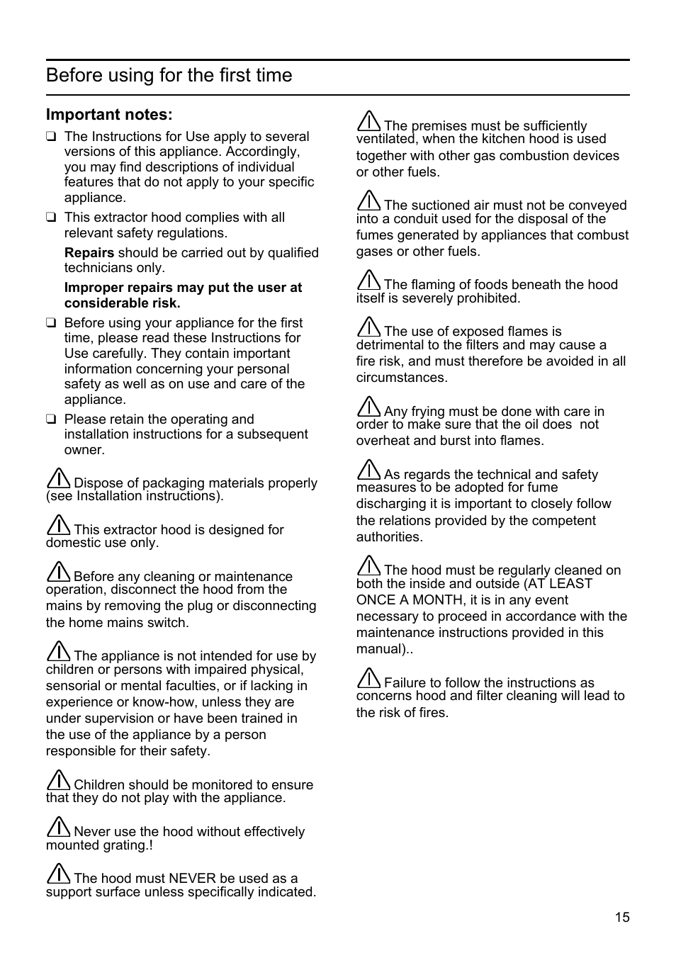 Before using for the first time | Siemens LU19050 User Manual | Page 15 / 128