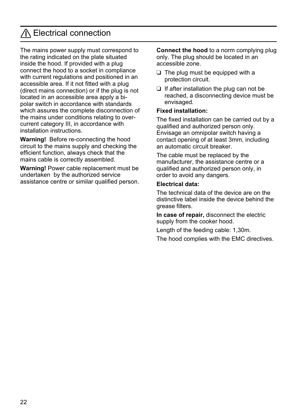 Electrical connection | Siemens LU19050 User Manual | Page 22 / 128
