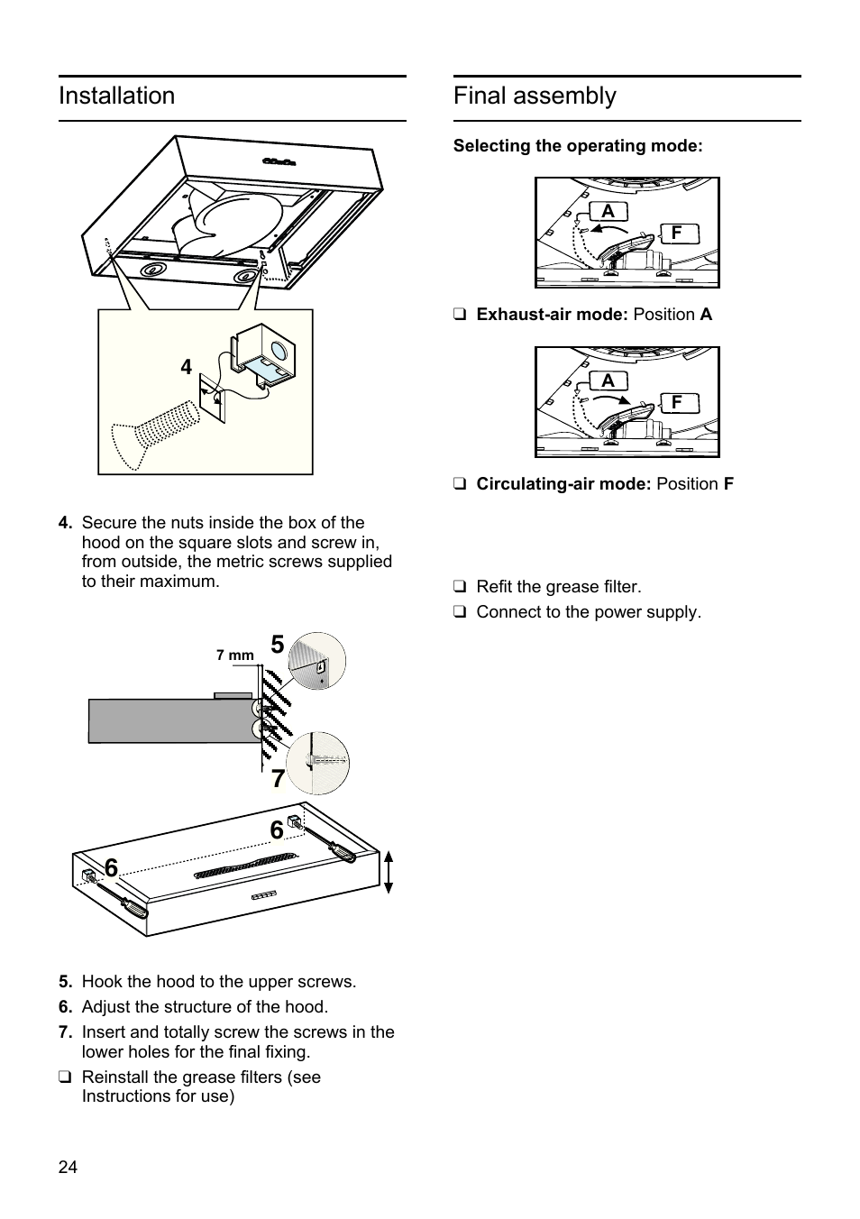 Installation final assembly | Siemens LU19050 User Manual | Page 24 / 128