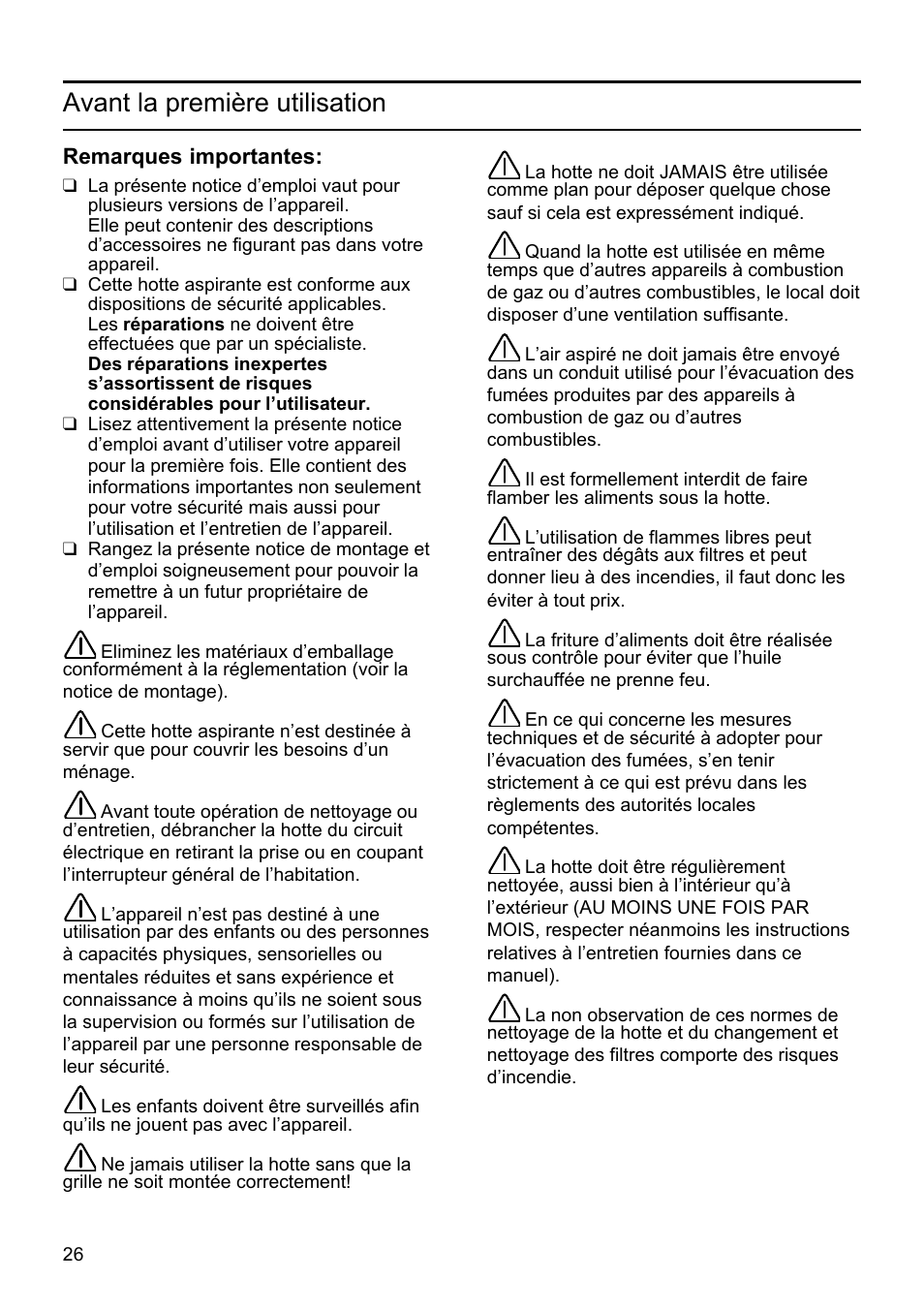 Avant la première utilisation | Siemens LU19050 User Manual | Page 26 / 128