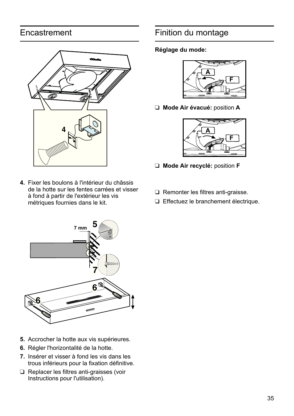 Encastrement finition du montage | Siemens LU19050 User Manual | Page 35 / 128