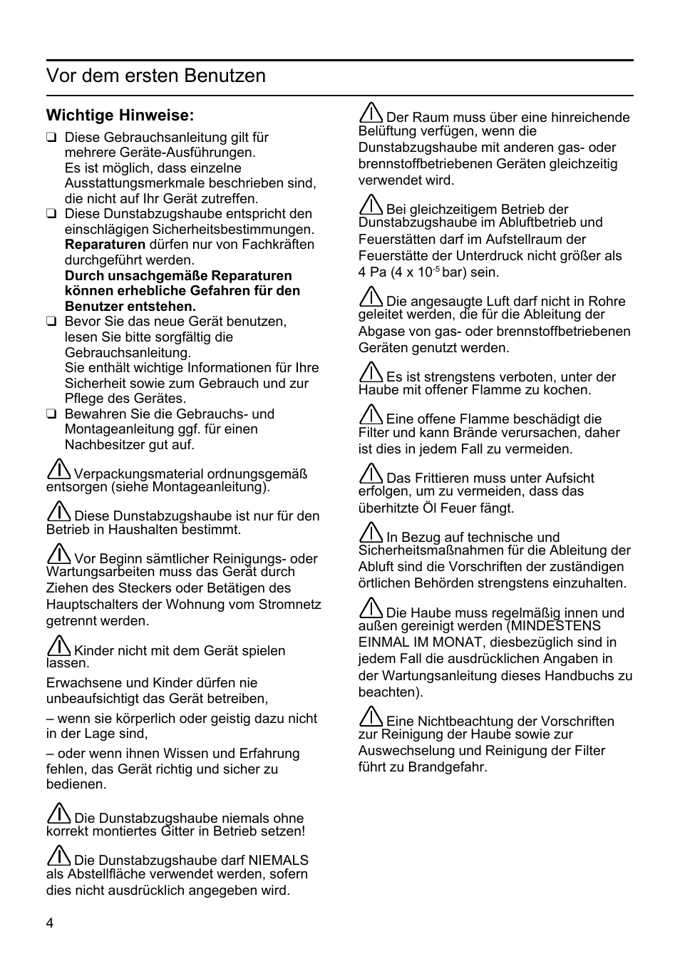 Vor dem ersten benutzen | Siemens LU19050 User Manual | Page 4 / 128