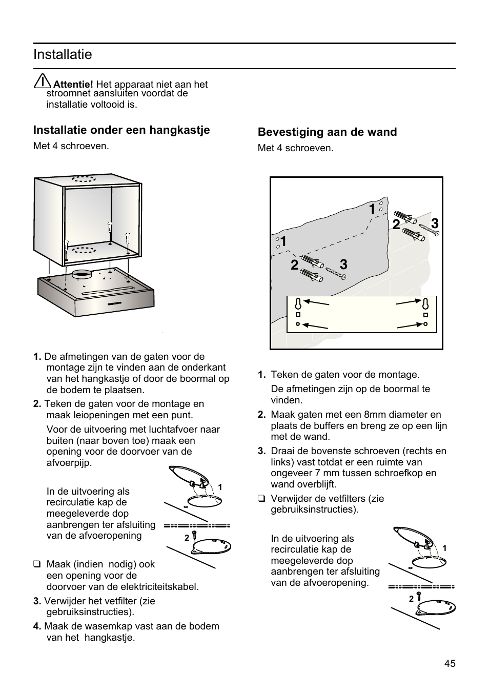 Installatie | Siemens LU19050 User Manual | Page 45 / 128