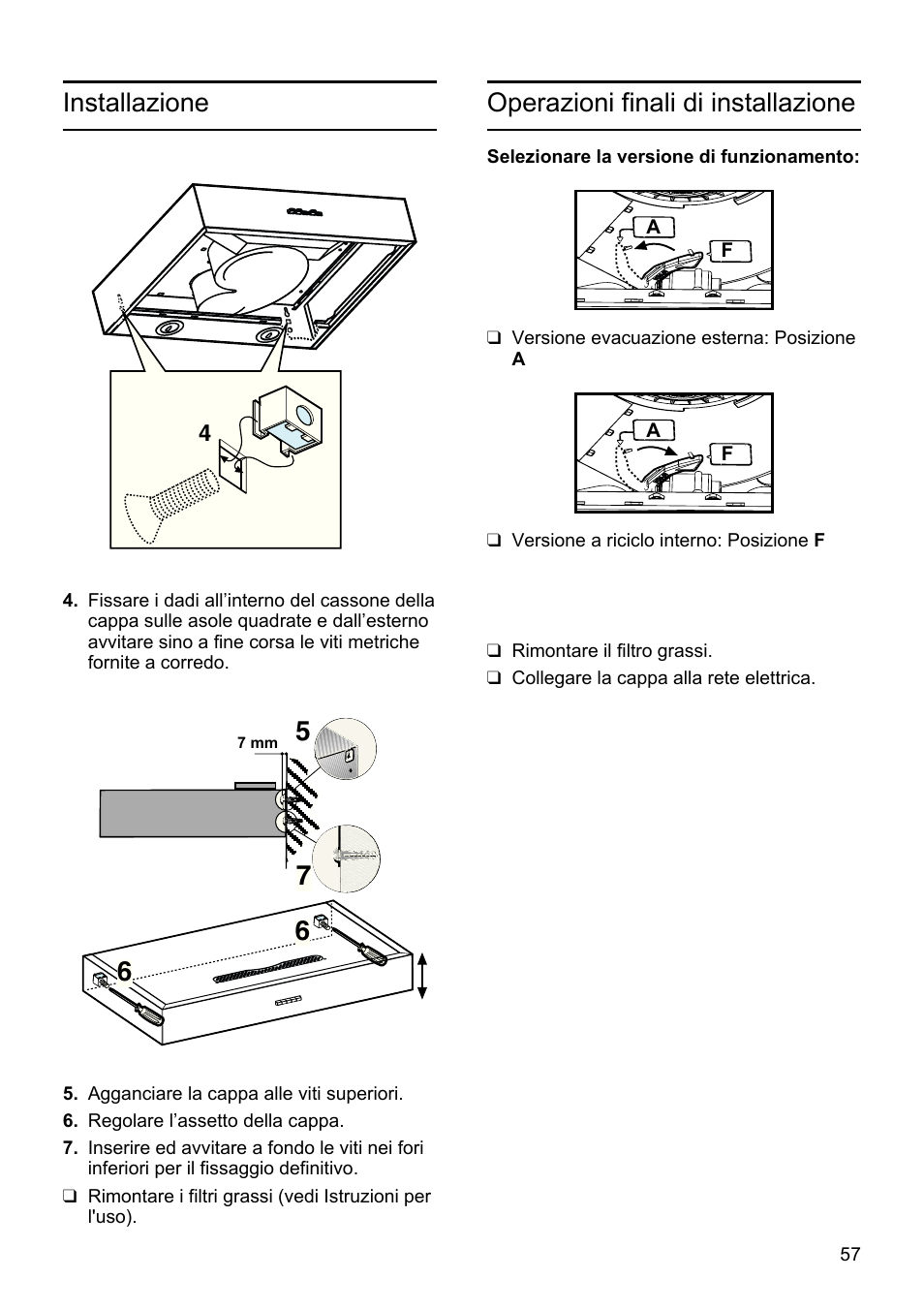 Installazione operazioni finali di installazione | Siemens LU19050 User Manual | Page 57 / 128