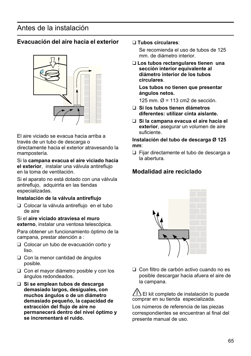 Antes de la instalación | Siemens LU19050 User Manual | Page 65 / 128