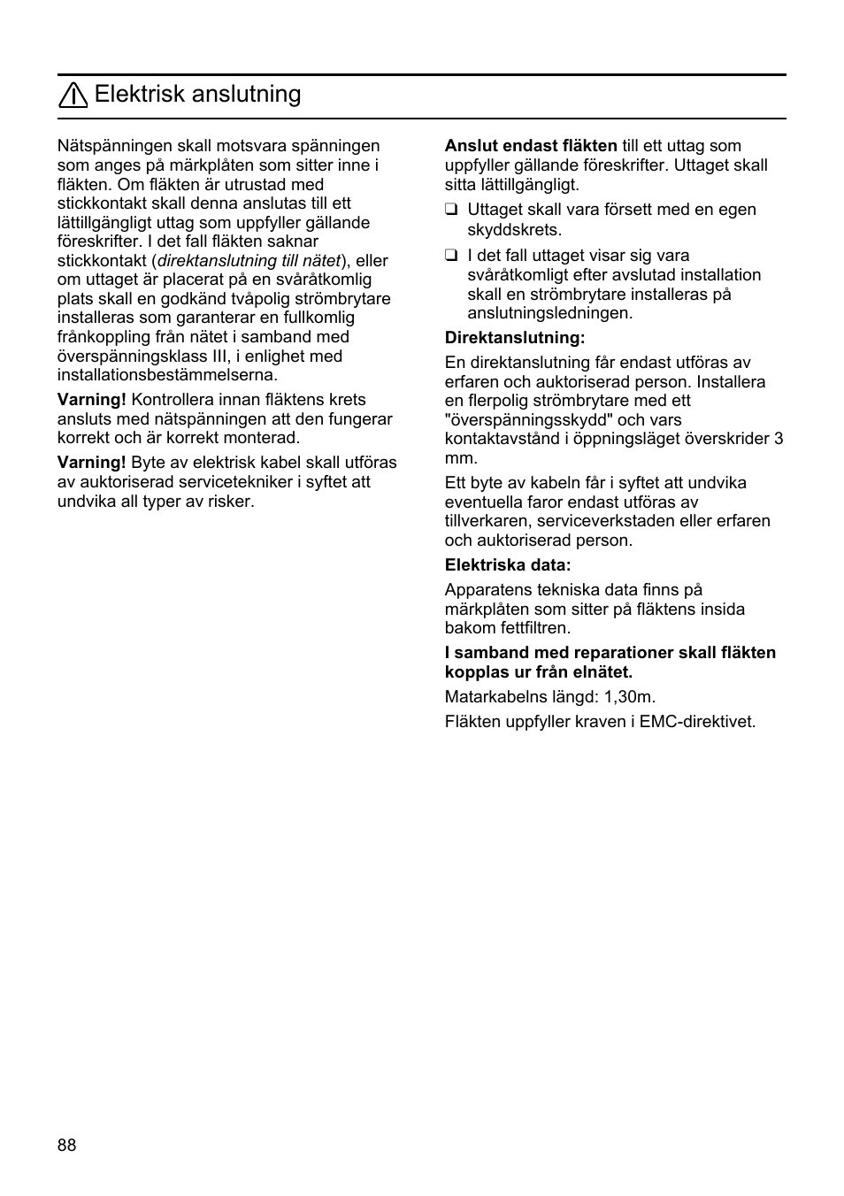 Elektrisk anslutning | Siemens LU19050 User Manual | Page 88 / 128