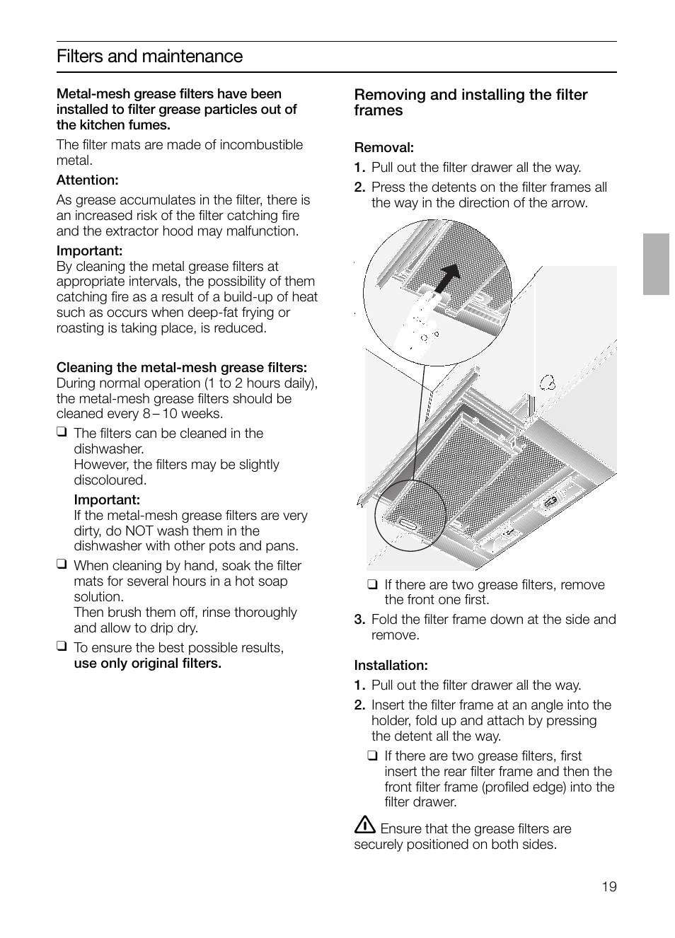 Filters and maintenance | Siemens LI23031 User Manual | Page 19 / 96