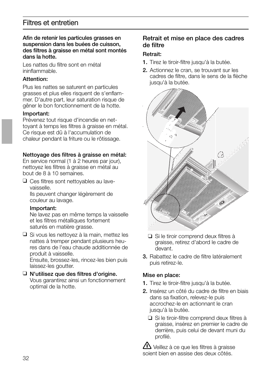 Filtres et entretien | Siemens LI23031 User Manual | Page 32 / 96
