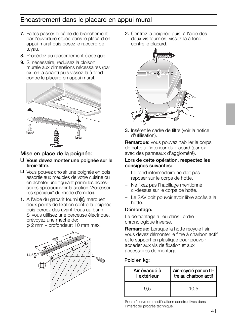 Encastrement dans le placard en appui mural | Siemens LI23031 User Manual | Page 41 / 96