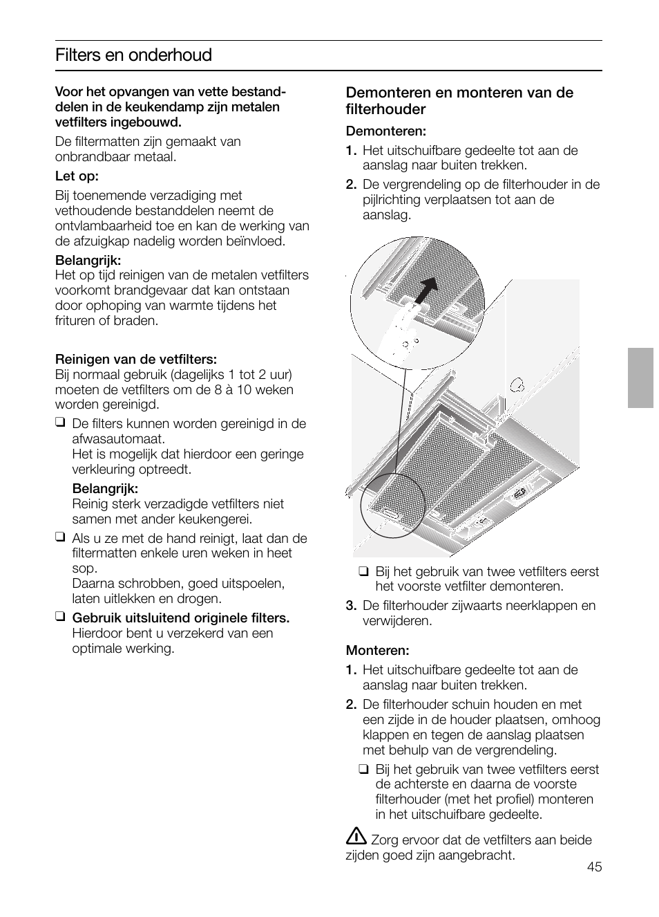 Filters en onderhoud | Siemens LI23031 User Manual | Page 45 / 96