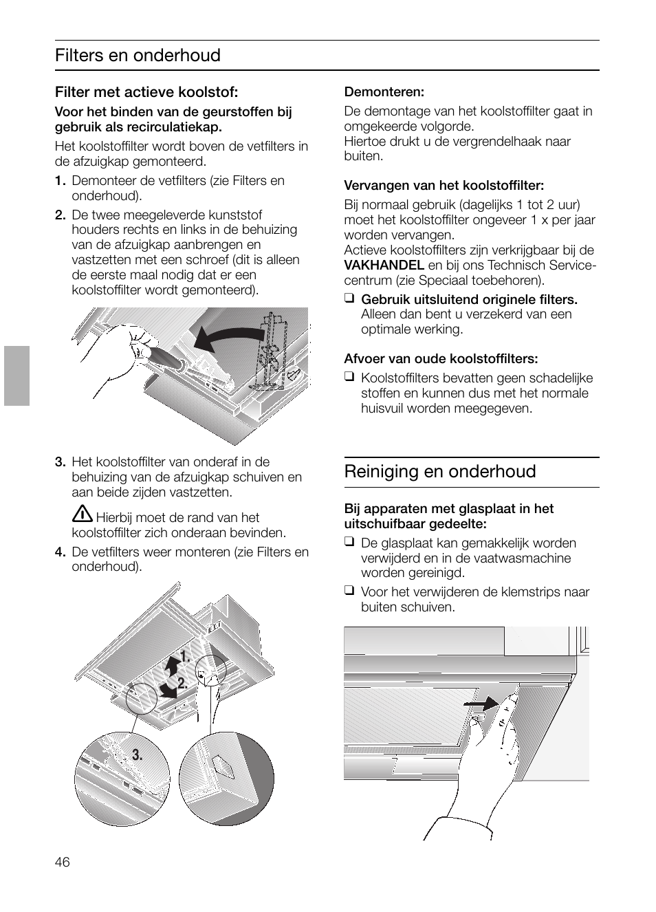 Filters en onderhoud, Reiniging en onderhoud | Siemens LI23031 User Manual | Page 46 / 96