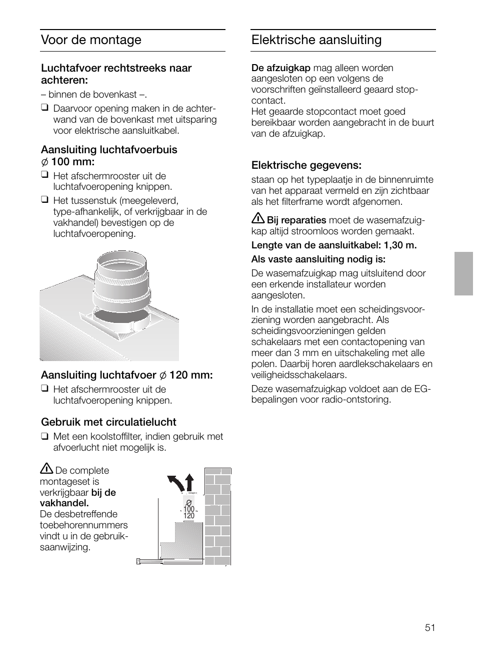 Voor de montage, Elektrische aansluiting | Siemens LI23031 User Manual | Page 51 / 96