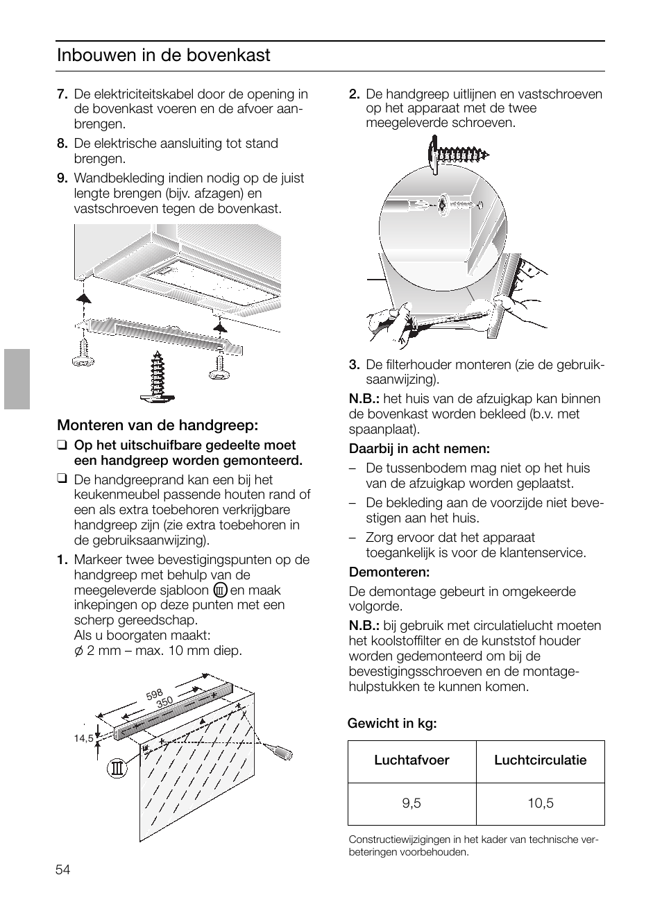 Inbouwen in de bovenkast | Siemens LI23031 User Manual | Page 54 / 96