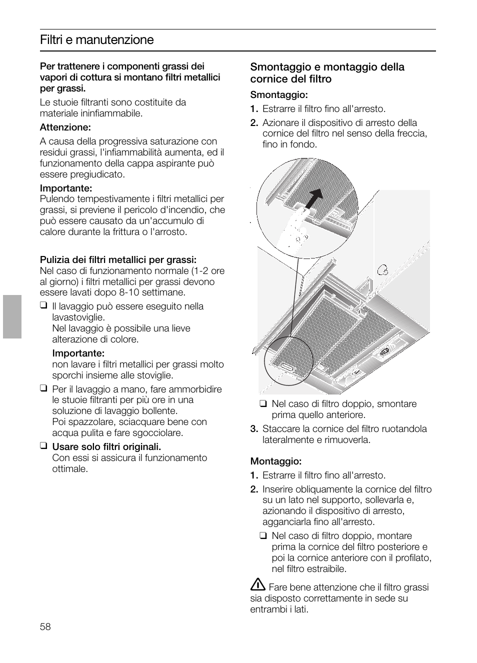 Filtri e manutenzione | Siemens LI23031 User Manual | Page 58 / 96