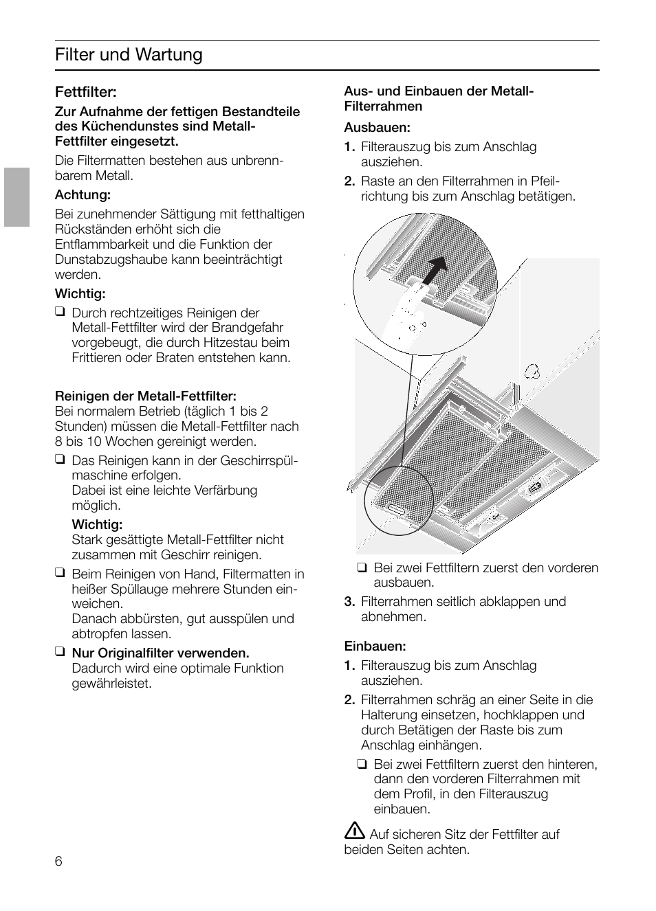 Filter und wartung | Siemens LI23031 User Manual | Page 6 / 96