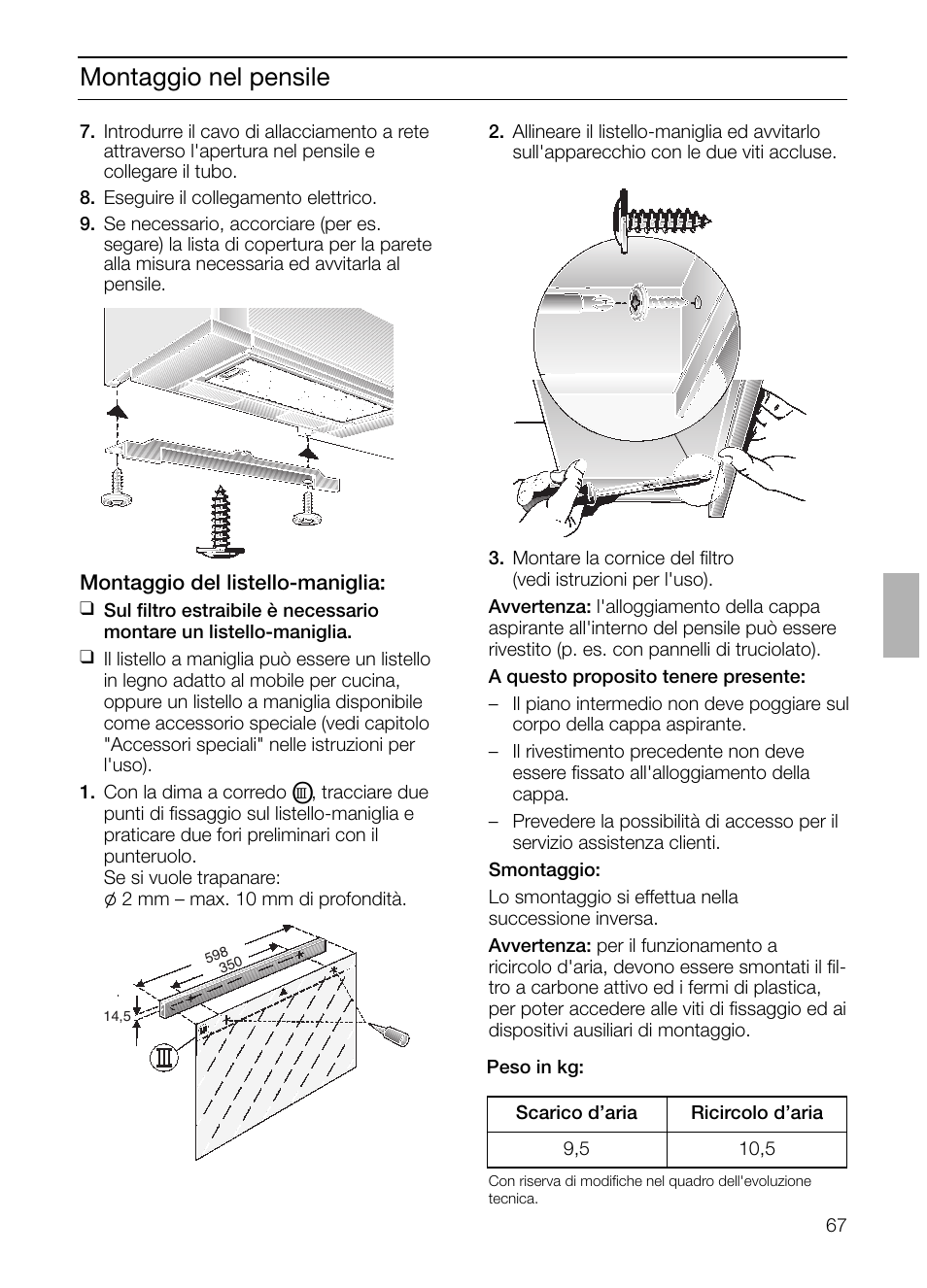 Montaggio nel pensile | Siemens LI23031 User Manual | Page 67 / 96