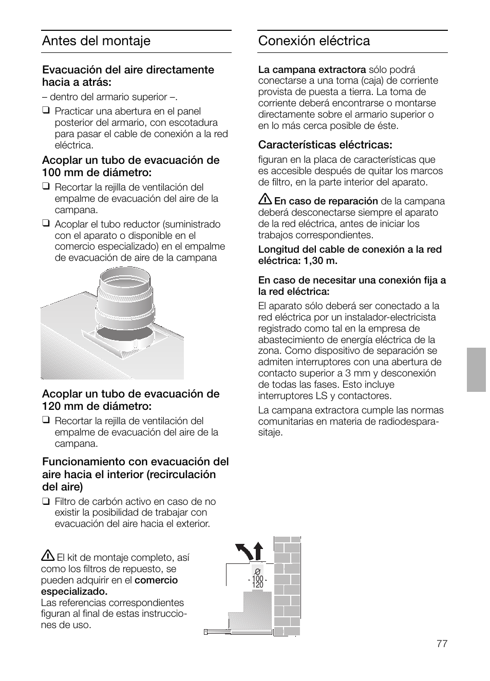 Antes del montaje, Conexión eléctrica | Siemens LI23031 User Manual | Page 77 / 96