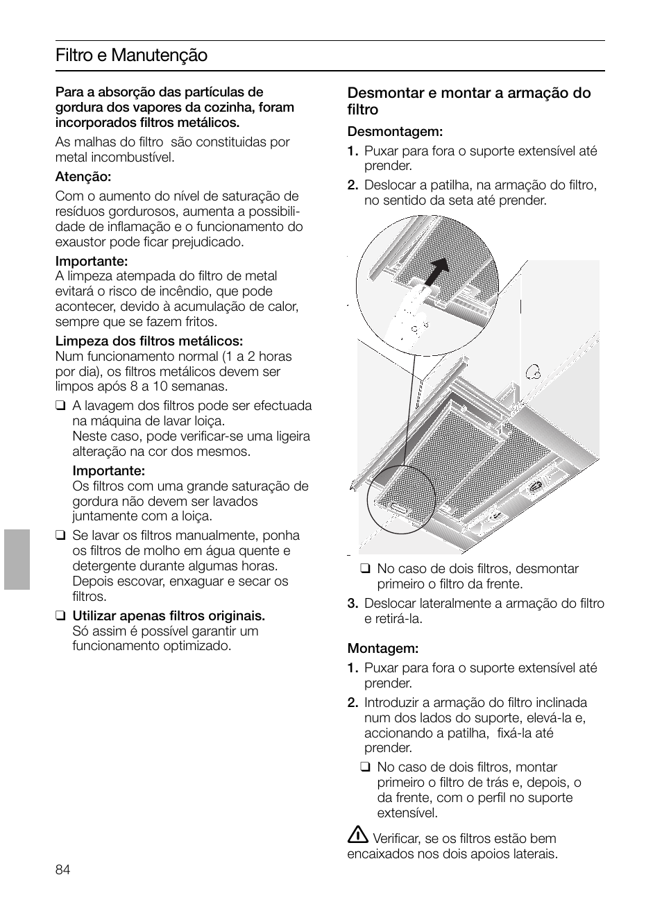 Filtro e manutenção | Siemens LI23031 User Manual | Page 84 / 96