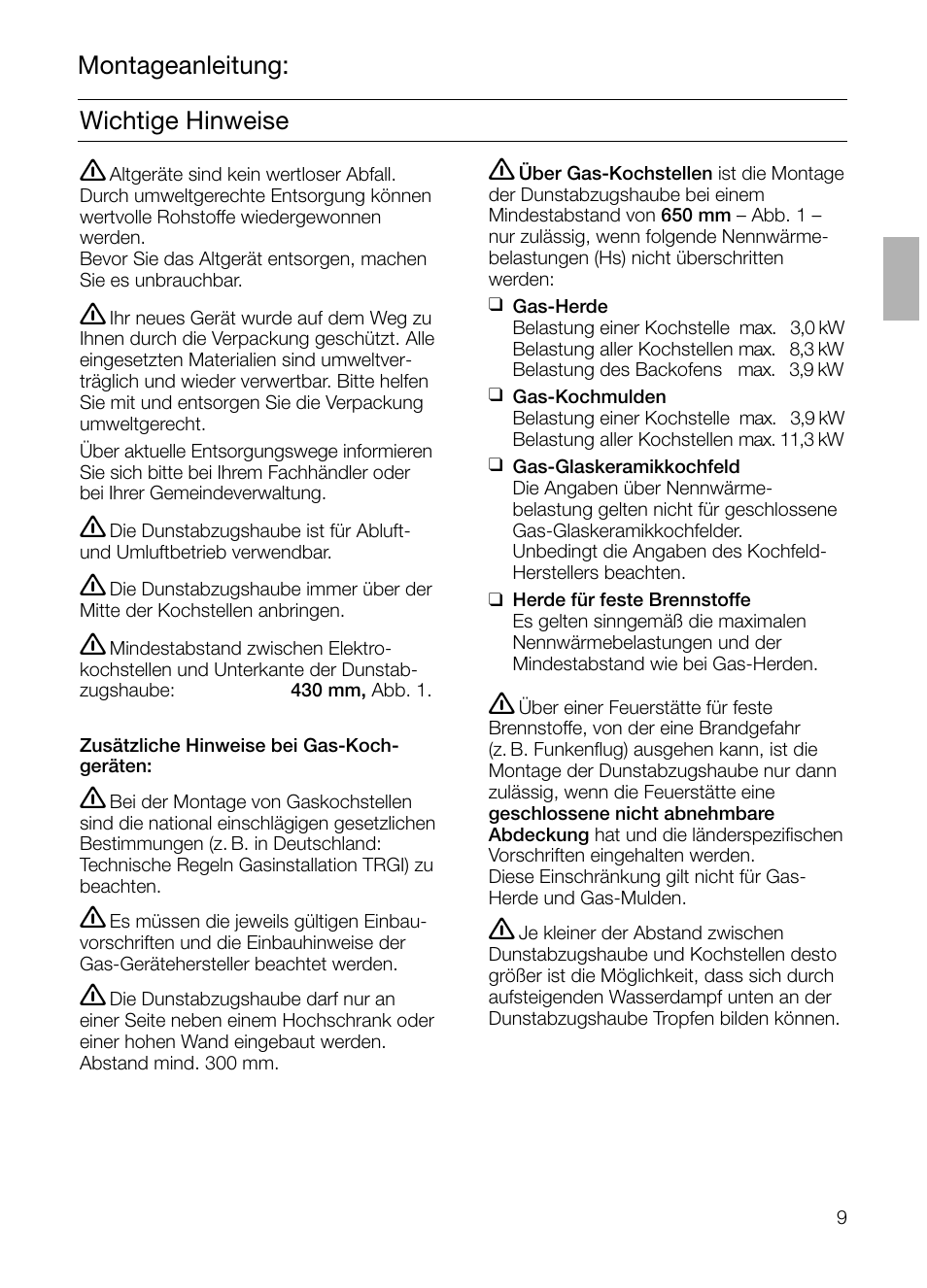 Montageanleitung: wichtige hinweise | Siemens LI23031 User Manual | Page 9 / 96