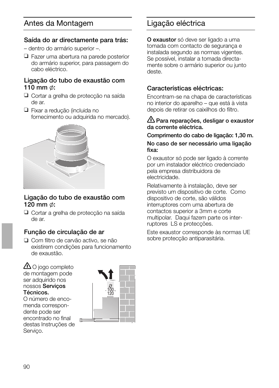 Antes da montagem, Ligação eléctrica | Siemens LI23031 User Manual | Page 90 / 96