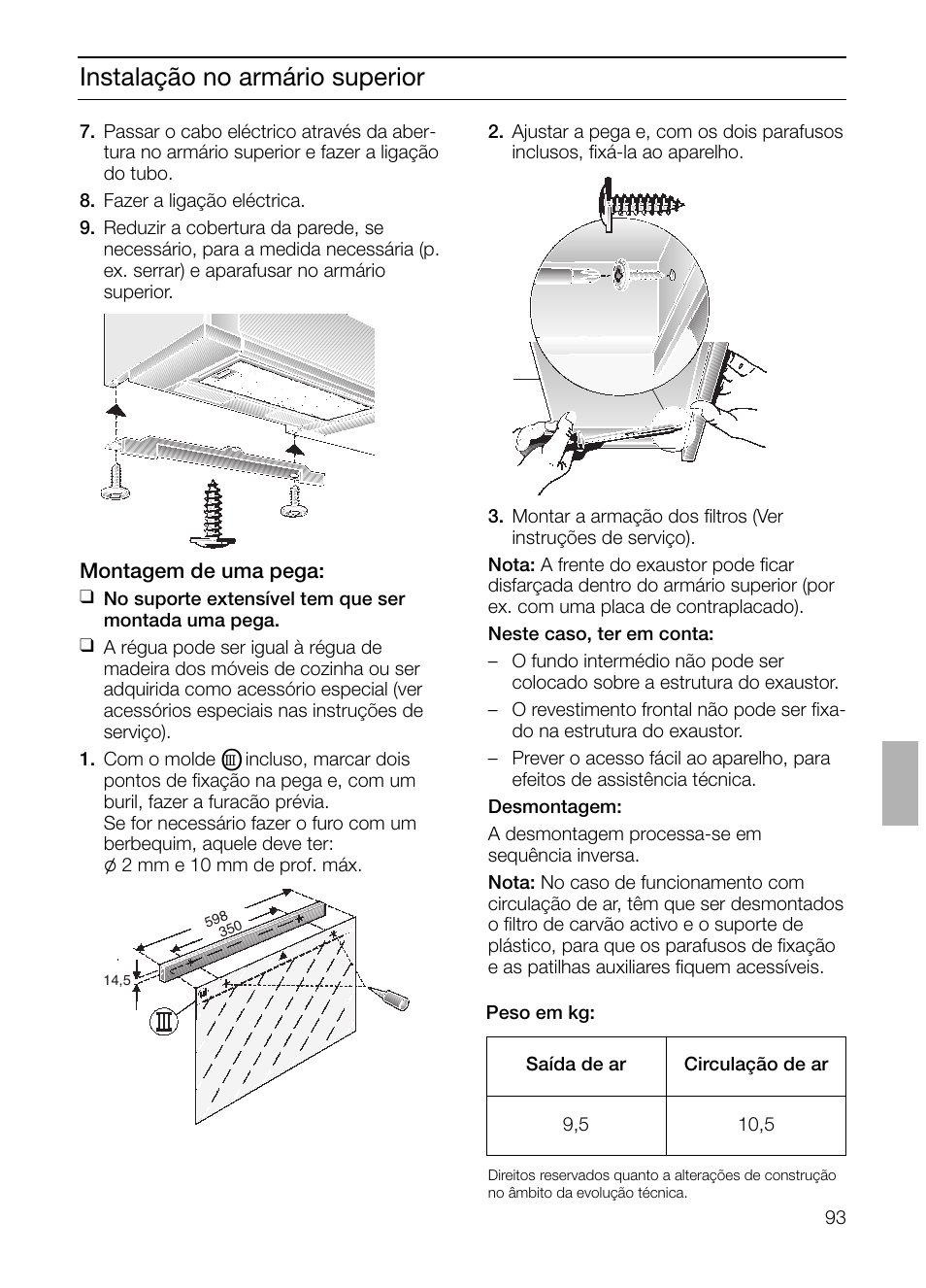 Instalação no armário superior | Siemens LI23031 User Manual | Page 93 / 96